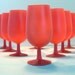 Modern Red Goblets- Mid Century Glassware-Set of 8