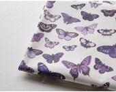 Flutter Amethyst Purple Butterfly Printed Cotton Fabric 1 yard