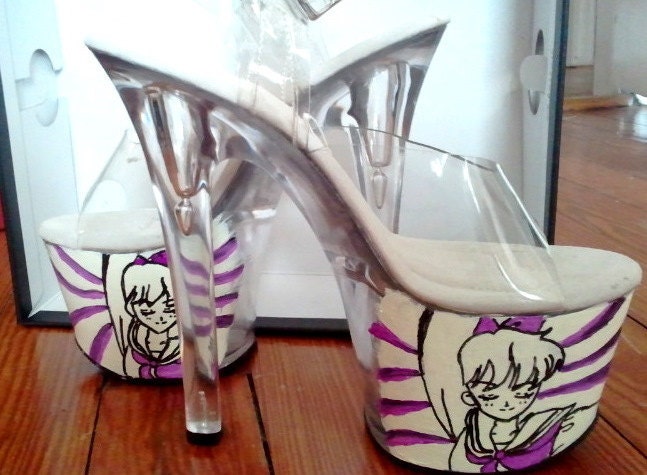 Sailor V 7 inch lucite platform exotic dancer stripper burlesque heels new in box by PLEASER 5 6 7 8 9 10 11
