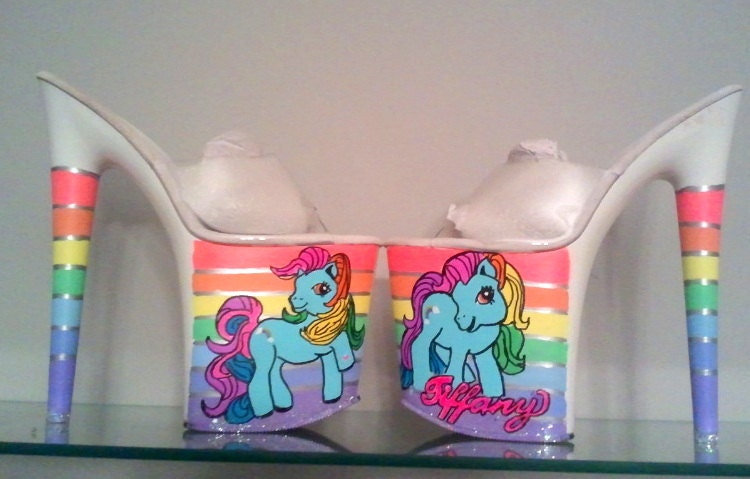 CANDY DANCER Rainbow Dash My Little Pony mlp UV responsive platform exotic dancer stripper burlesque heels 5 6 7 8 9 10 11
