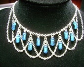 Sale:25 off Geeky Victorian-style Polyurethane Electric Blue Component Necklace
