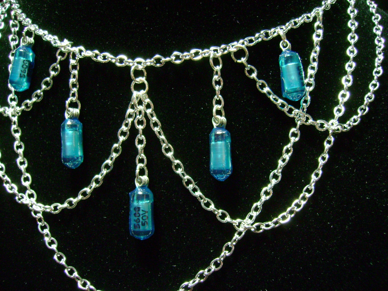 Sale:15 off Geeky Victorian Polyurethane Electric Blue Component Necklace