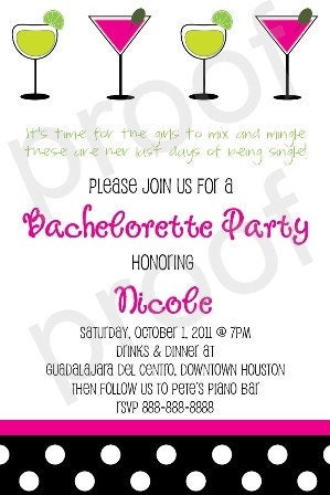 Bachelorette Party Invitations - Margaritas and Martinis