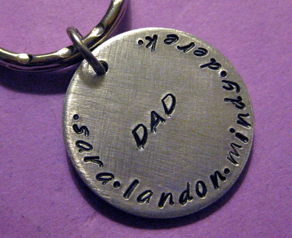 Personalized Dad Keychain, Hand Stamped Keychain, Father's Day Keychain, Custom Men's Keychain
