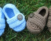 Loafer Booties with Button - Baby Boy - Any Color/Size - Shoes Slippers - Newborn Shower Gift - Knit Crochet