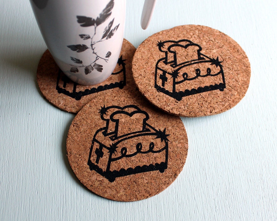 Toasty Toasters - Set of 6 Cork Coasters