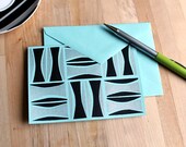 Tiki Shapes. Screenprinted blank card.
