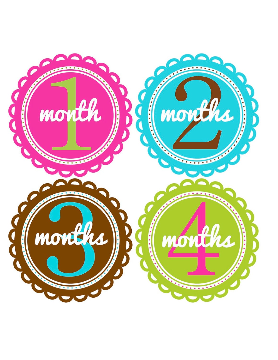 Baby Onesie Stickers for Baby Girls in Colorful Scallops...New Favorite Baby Shower Gift