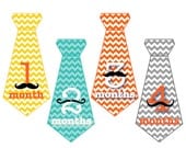 Mustache Tie Chevron Onesie Stickers for Baby Boys...Favorite Baby Shower Gift...Photo Prop for Little Man...Fast Shipping