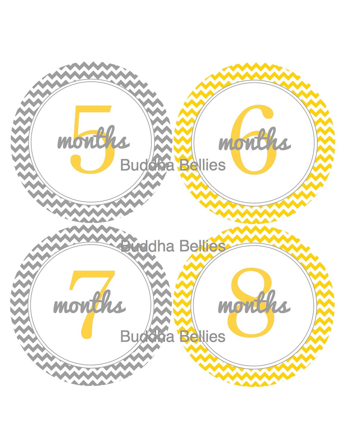 Yellow and Grey Gray Chevron Monthly Onesie Stickers for New Mom..Modern Baby Girl or Baby Boy...Favorite Baby Shower Gift...Month Stickers