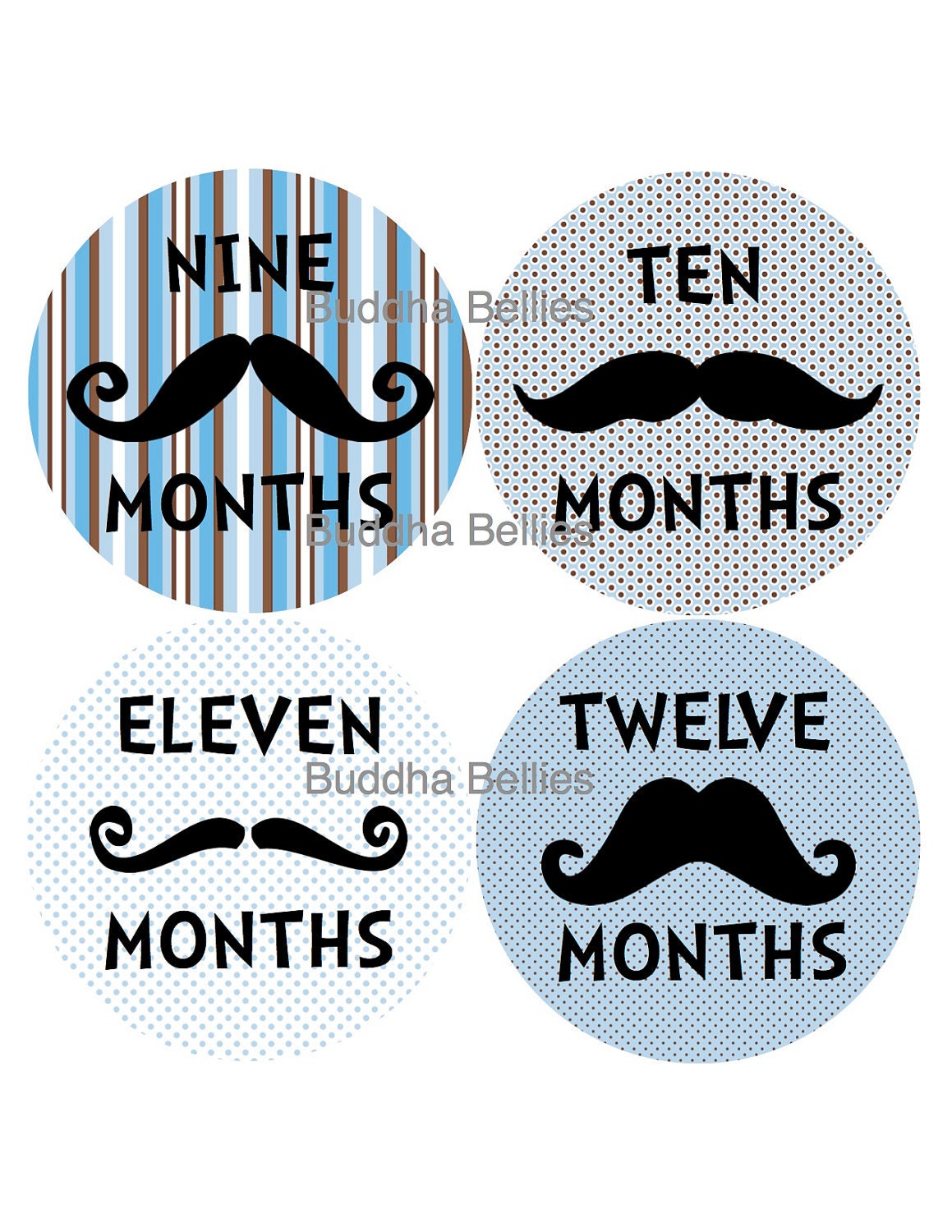 Mustache Baby Blues...Monthly Onesie Stickers for New Mom and Baby Boy...Fun Photo Prop or Baby Shower Gift