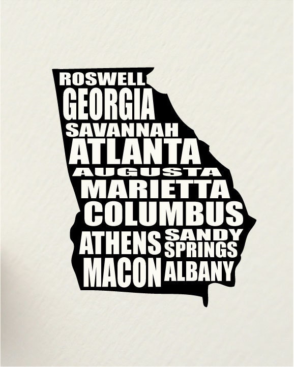 SALE a word about GEORGIA, I Heart Atlanta USA 11 x 14 digital print design - custom