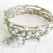 Crochet Beaded Wrap Bracelet - Pale Turquoise Czech Glass Boho Bohemian Chic Jewelry Five Wrap Adornment