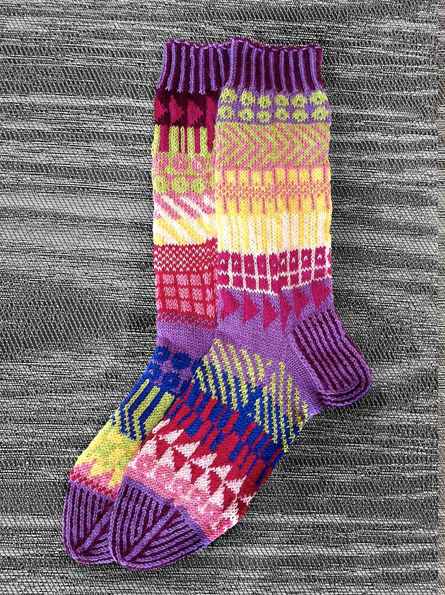 Hand Knit Eclectic Socks, Men, Women, Teen, Unique Icelandic Original Design, Handknit Wearable Art - Made to Order