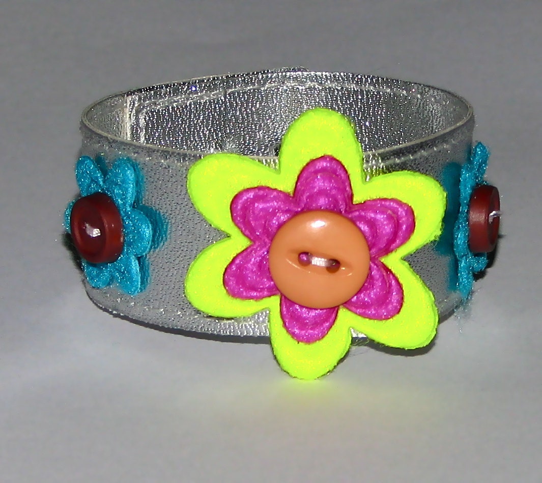 Children's Bracelet Silver Cuff Faux Leather