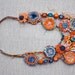 Handmade orange blue crochet necklace