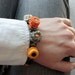 Handmade black orange bracelet with bamboo beads OOAK