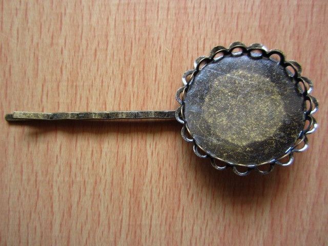 8pcs 70mm antique bronze cabochon hairpin 25mm settings