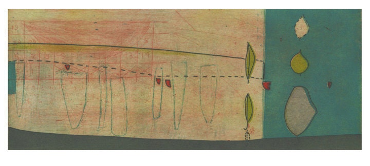 Intaglio Print // Limited Edition in teal, red, green and grey