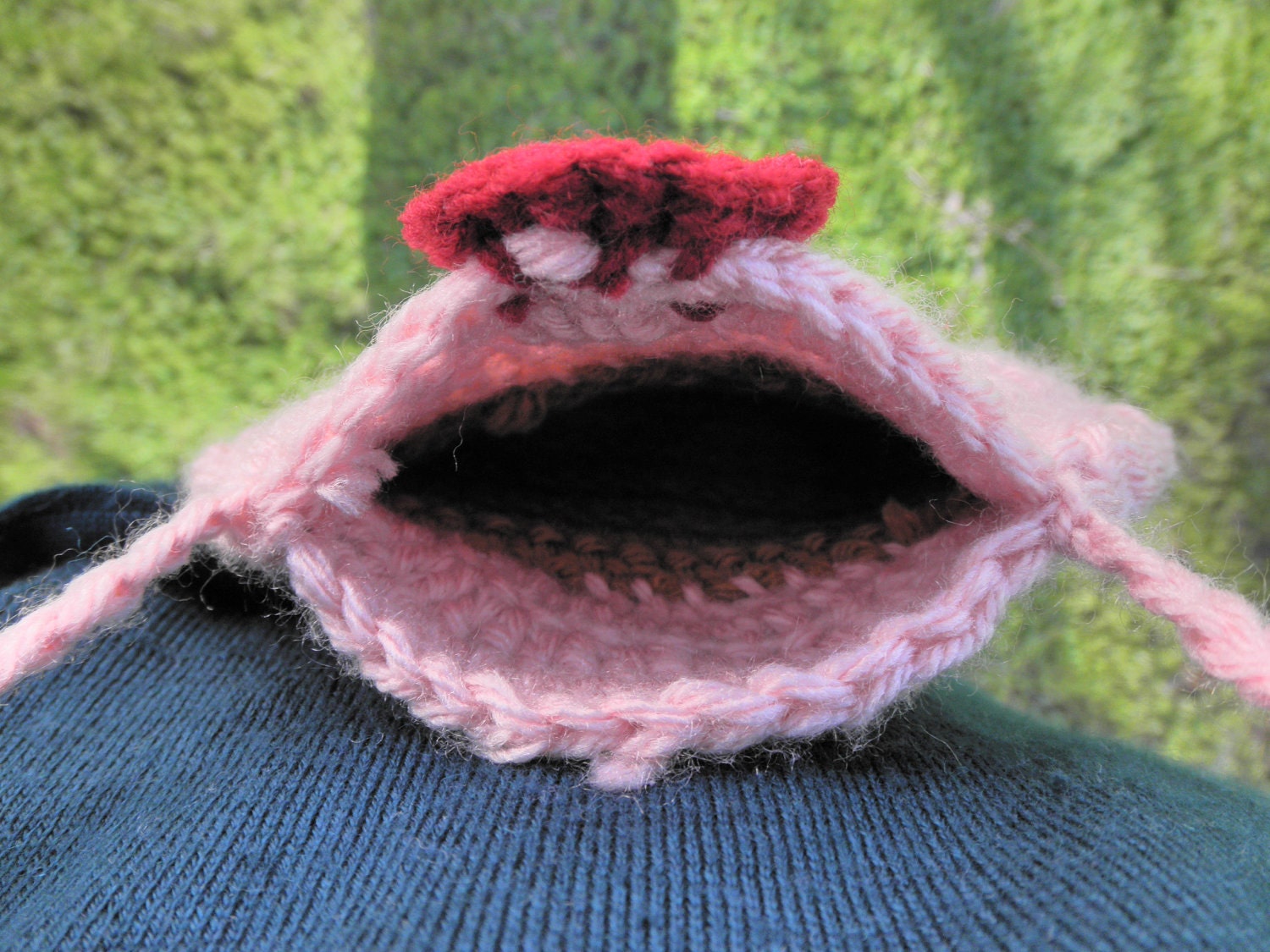 Soft Pink and Brown Crocheted Cupcake Bag