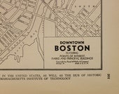 Vintage Map Boston Massachussetts Original 1935