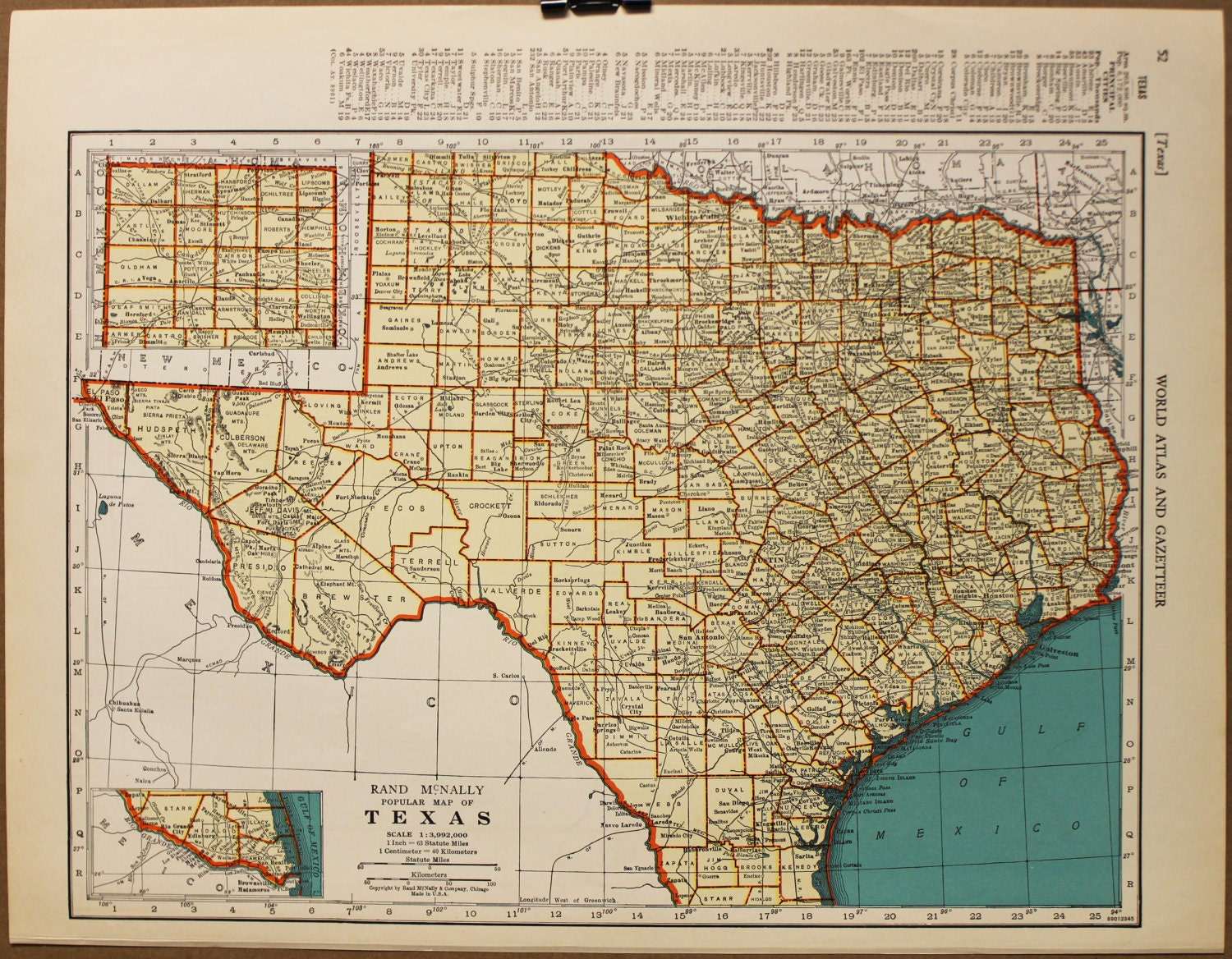 Vintage Map Texas Original 1935