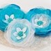 Light Blue Organza Flower Hair Clips (3 pcs) - Hair Flowers - Wedding Accessory - Ice Blue - White - Something Blue