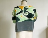 Ikat and color block // hand painted silk shirt // one of kind