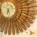 SALE Vintage Atomic Gold Large Syroco Starburst Clock Sunburst