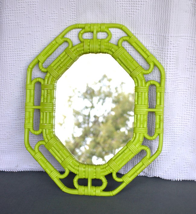 Lime Green Upcycled Vintage Mirror...great for Modern decor Teen Bedroom Playroom