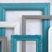 Teal, Grey White Frames Set of 6 - Upcycled Frames Modern Bedroom Decor