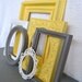 Yellow, Grey White Frames Set of 6 - Upcycled Frames Modern  Bedroom Decor