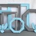 Aqua Greys Upcycled set of 6 Painted Frames with birds.. great for Gallery Wall, Modern Decor Baby Nursery