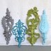 Modern Candlesconce Collection of 4-Grey Teal Green Aqua.. Upcycled Ornate Scrolly wall modern candleholders