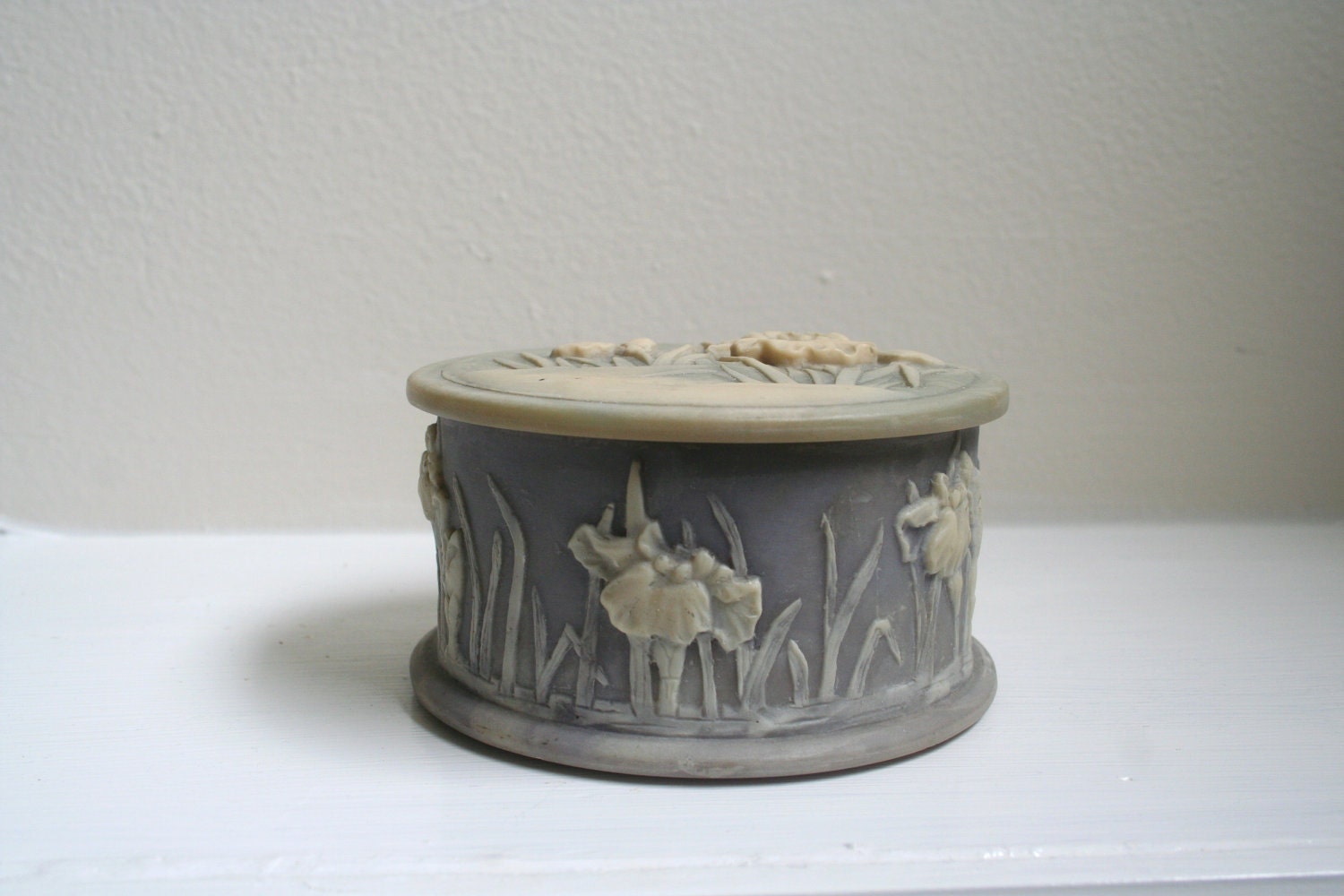 Vintage Incolay Iris Jewelry Box