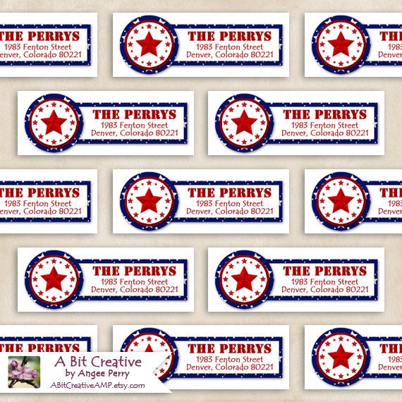 Graphic Design - Patriotic - 4th of July - Independence Day Party - Address Labels - DIY Printable