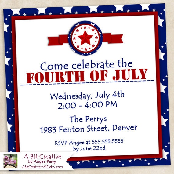 Graphic Design - Patriotic - 4th of July - Independence Day Party - Invitation - DIY Printable