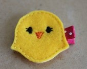 Girls Hair Clip - Felt Hair Clip - Felt Chick Hair Clip in Yellow- Easter Hair Clip