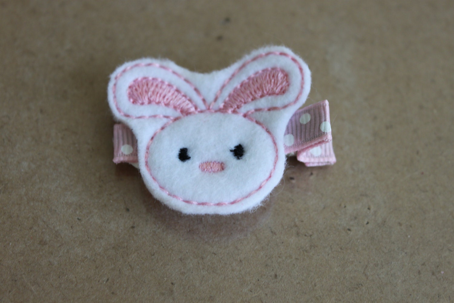 Girls Hair Clip Set - Felt Hair Clip - Felt Bunny Hair Clip in Pink- Easter Hair Clip