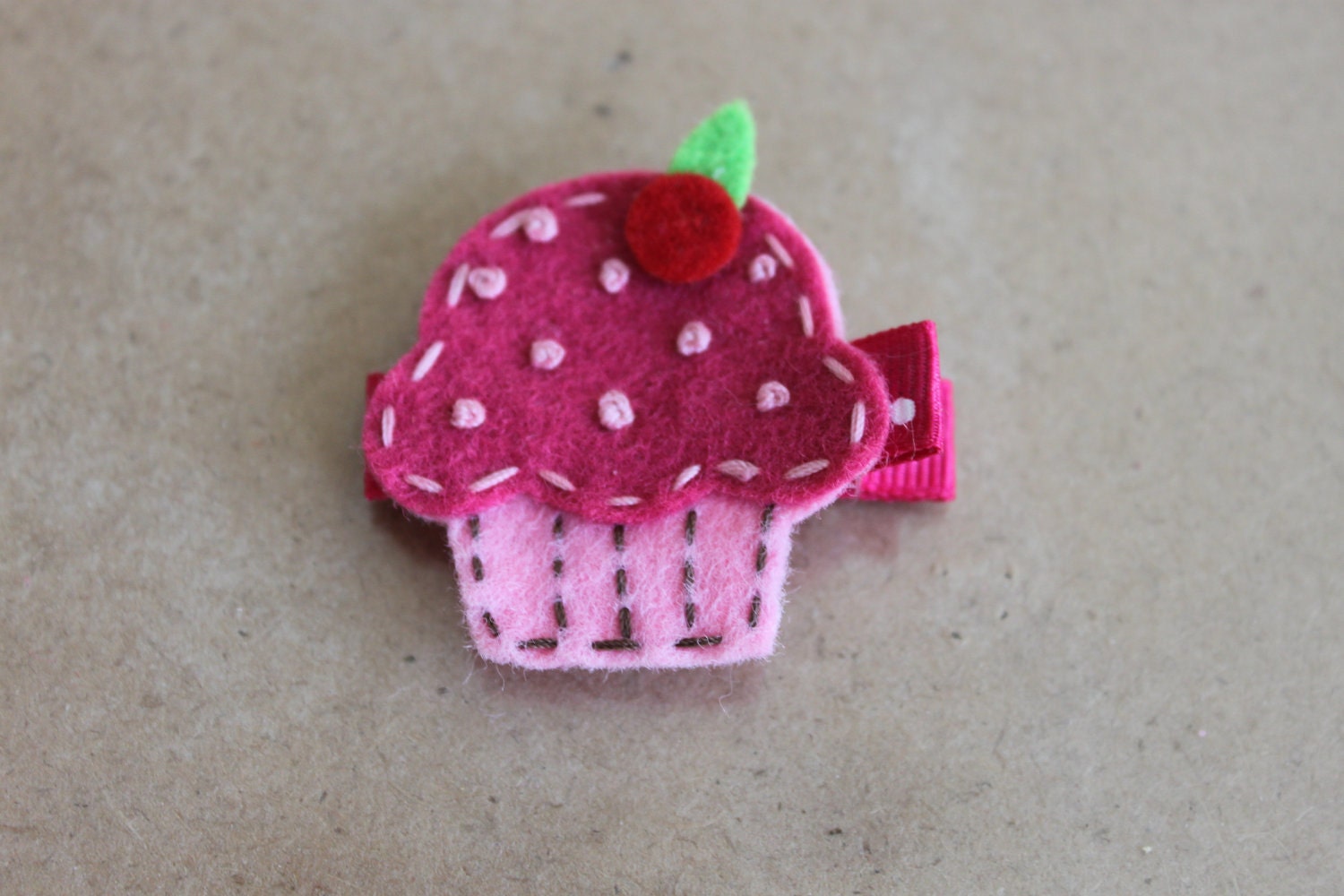 Girls Hair Clip Set - Felt Hair Clip - Felt Cupcake Hair Clip-