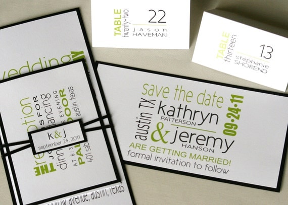 Modern Block Unique Custom Wedding Layered Invitation Suite