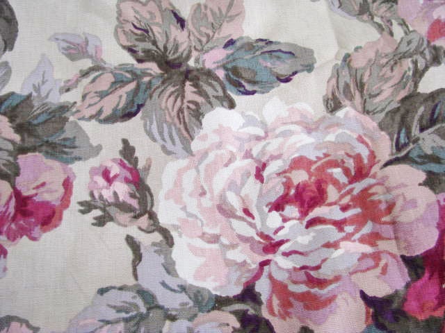 SHABBY Cottage Fabric - Lavender Heather TEALS Pinks - BEAUTIFUL - Huge Piece Cotton Heavy Weight - Last One