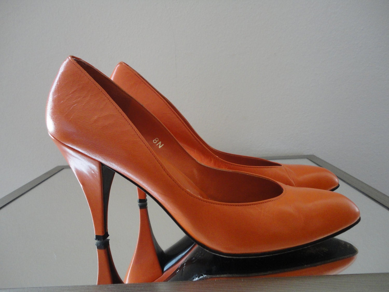 Reserved for Lidia Vintage Crayon Orange 80's heels