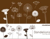 buy 2 get 1 free Dandelions clipart for personal and commercial use ( whimsical flower clip art ) INSTANT DOWNLOAD