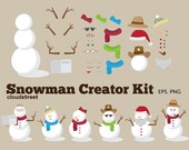 buy 2 get 1 free Christmas clip art : Snowman Creator Kit for personal and commercial use ( snowman clipart ) INSTANT DOWNLOAD