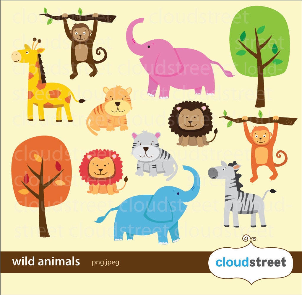 buy 2 get 1 free Wild Animals Clipart for by cloudstreetlab