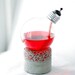 Home decor Steampunk Lightbulb Oil Lamp on Concrete and Red Gravel Base, Alum. top bulb, 11-006