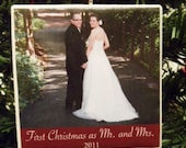 First Christmas as Mr. & Mrs. Ornament, Personalized with Photo, 3in x 3in