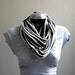 Striped Infinity scarf, in black and white jersey knit, light and cozy,EXTRA WIDE.