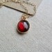 Purple red garnet gemstone small pendant charm necklace 14ct gold filled chain